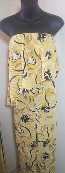 "Stripe Me Floral" Jumpsuit- Yellow
