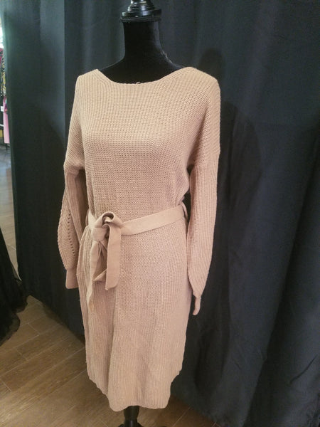 "Warm Threads" Knit Dress- Tan