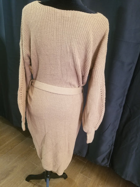 "Warm Threads" Knit Dress- Tan